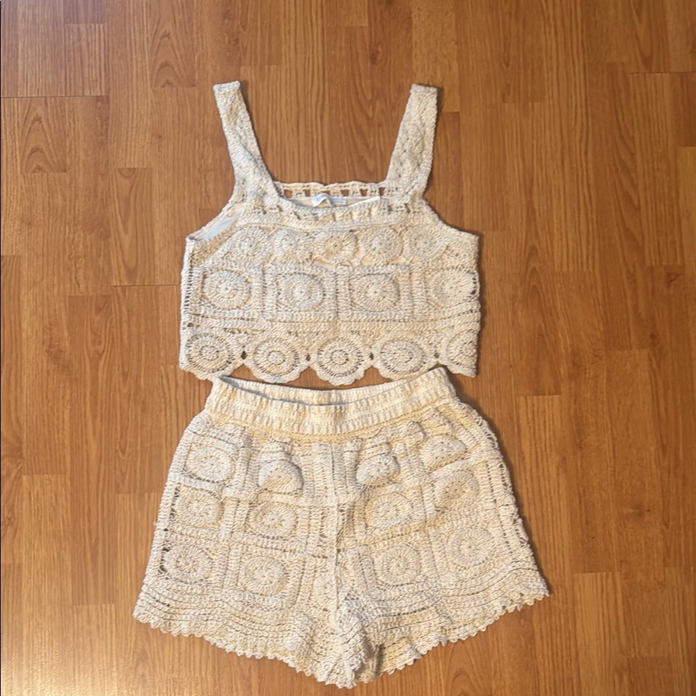 Rebellion Again Elegant Cream Crochet Jumpsuit